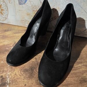 Black suede wedge heel pumps, Cole Haan Nike Air career shoe